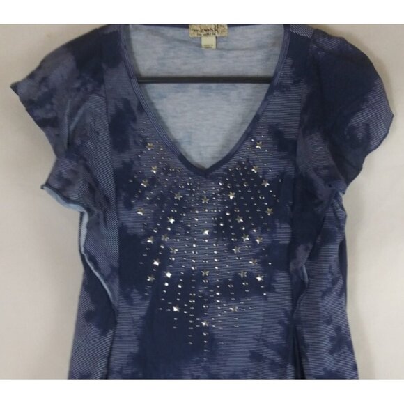 One World Studded Shooting Star Design Cap Flutter Sleeve Tie Dye Shirt PS - Picture 2 of 6